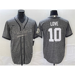 Men's Green Bay Packers #10 Jordan Love Grey Cool Base Stitched Baseball Jersey 