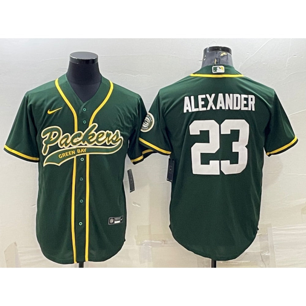 Men's Green Bay Packers #23 Jaire Alexander Green With Patch Cool Base Stitched Baseball Jersey 