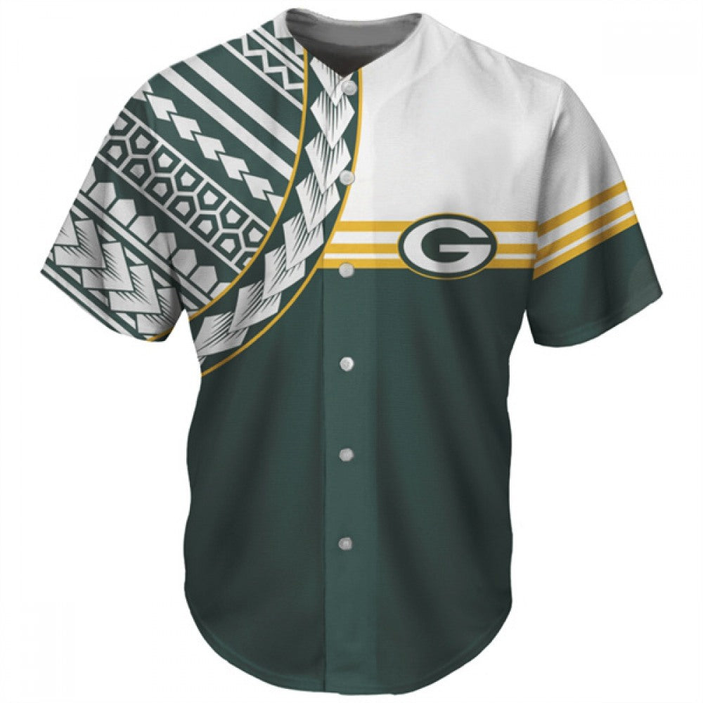 Men's Green Bay Packers Green Baseball Jersey 