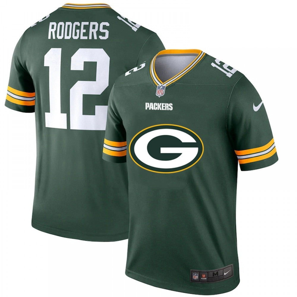 Men's Green Bay Packers #12 Aaron Rodgers Green 2020 Team Big Logo Stitched Jersey 