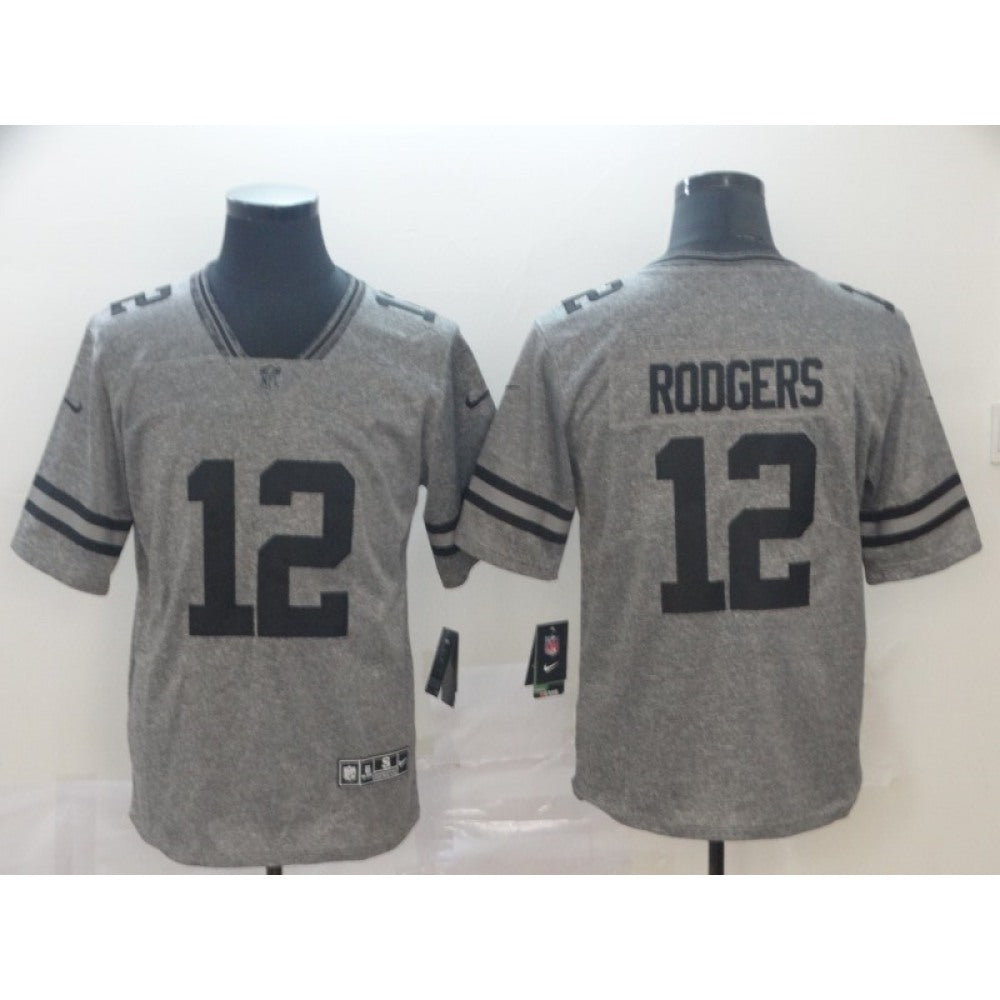 Men's Green Bay Packers #12 Aaron Rodgers Grey Stitched NFL Jersey 