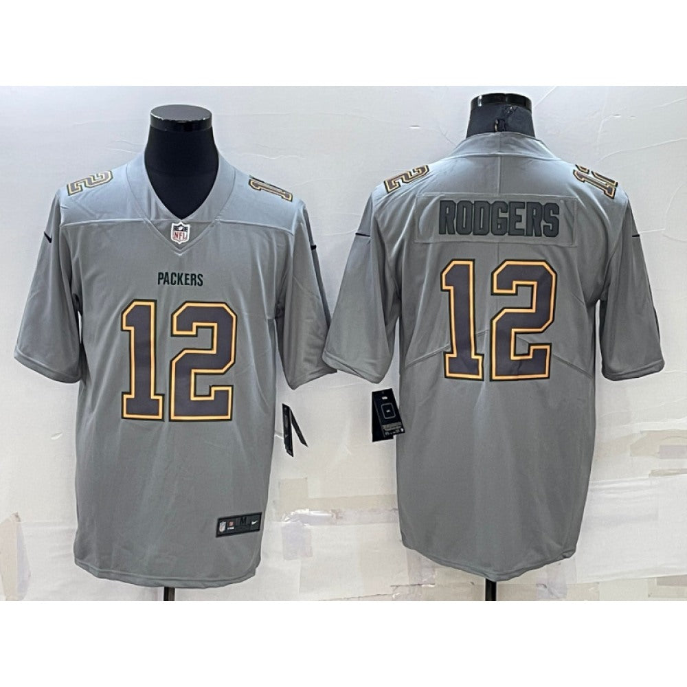 Men's Green Bay Packers #12 Aaron Rodgers Gray Atmosphere Fashion Stitched Jersey 
