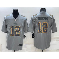 Men's Green Bay Packers #12 Aaron Rodgers Gray Atmosphere Fashion Stitched Jersey 