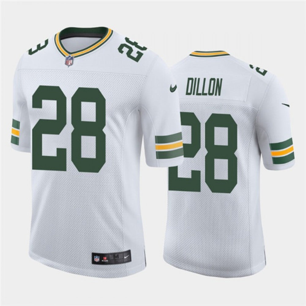 Men's Green Bay Packers #28 A.J. Dillon White Stitched Jersey 