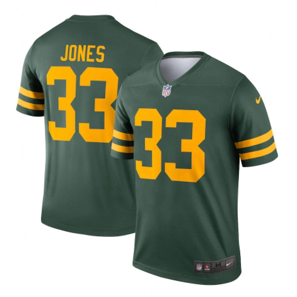 Men's Green Bay Packers #33 Aaron Jones 2021 Green Legend Stitched Football Jersey 