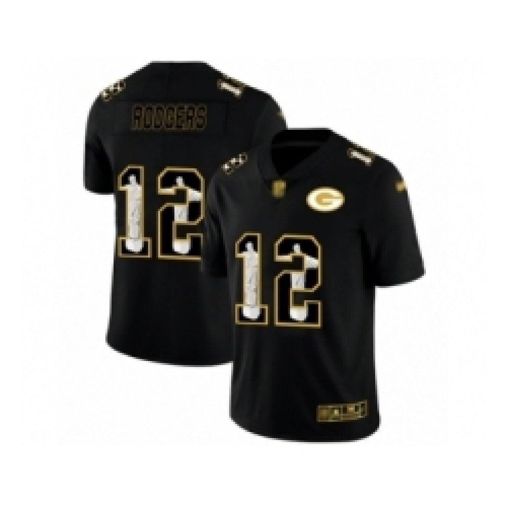 Men's Green Bay Packers #12 Aaron Rodgers Black Jesus Faith Edition Limited Stitched Jersey 