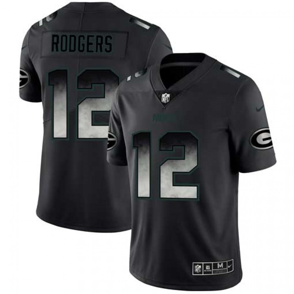 Men's Green Bay Packers #12 Aaron Rodgers Black 2019 Smoke Fashion Limited Stitched NFL Jersey 