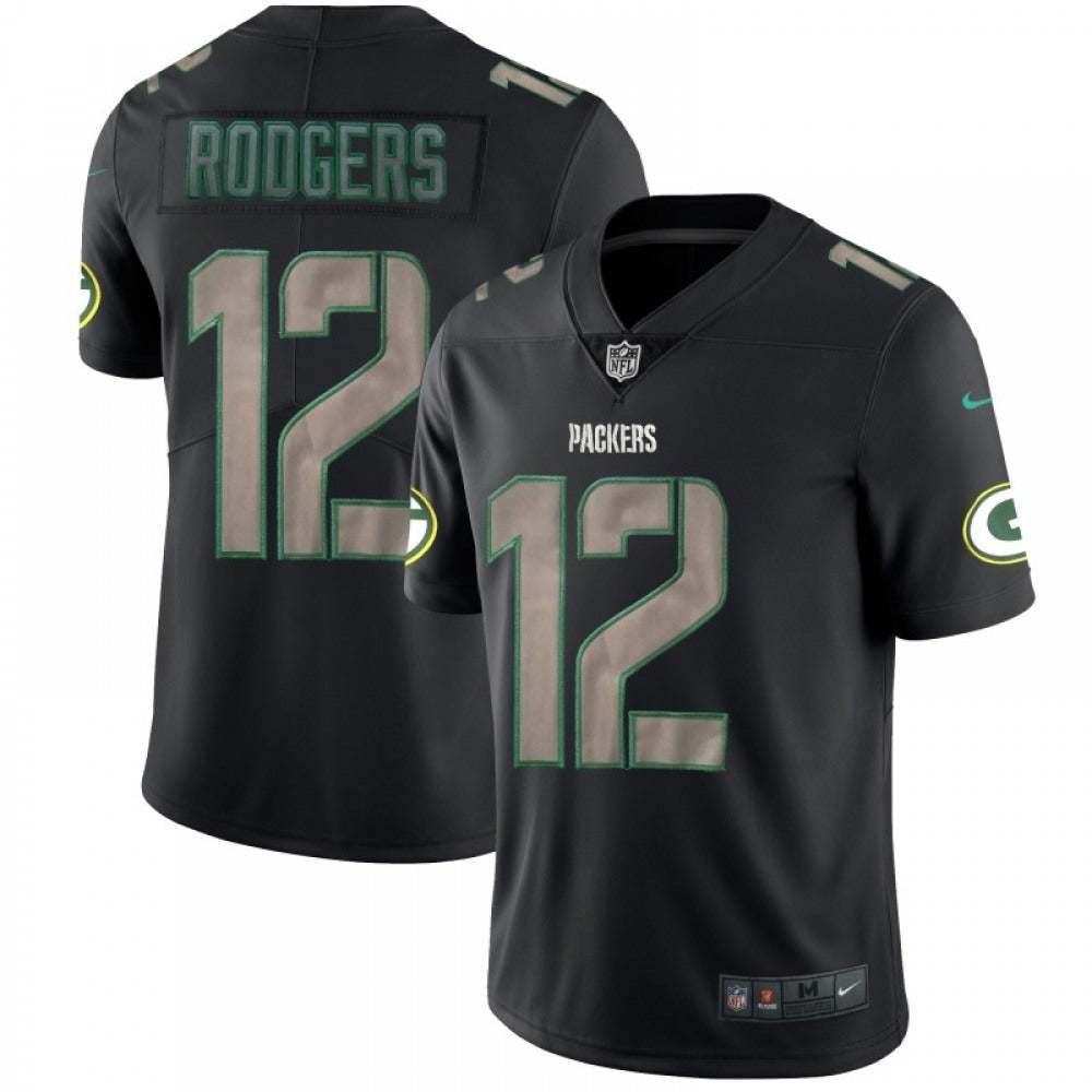 Men's Green Bay Packers #12 Aaron Rodgers Black 2018 Impact Limited Stitched NFL Jersey 