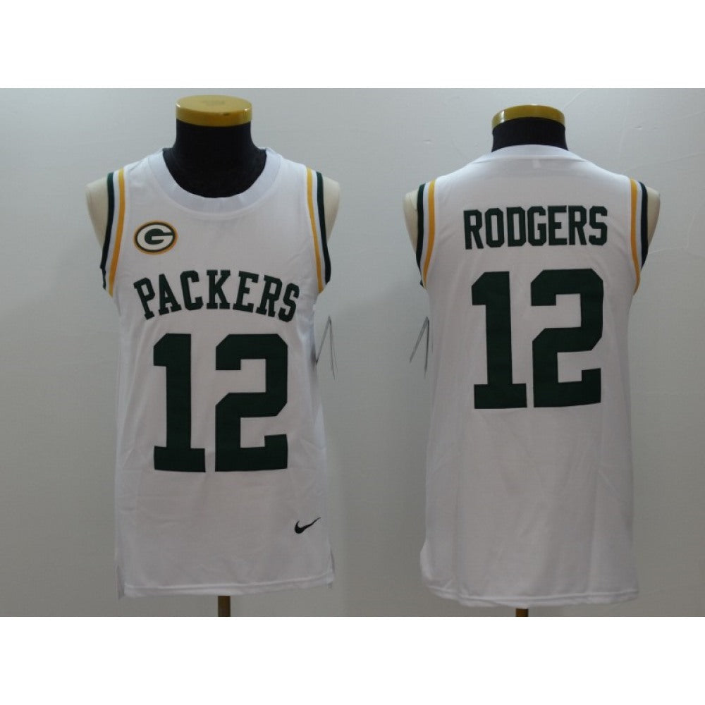 Men's Green Bay Packers #12 Aaron Rodgers White Limited Tank Top Jersey 