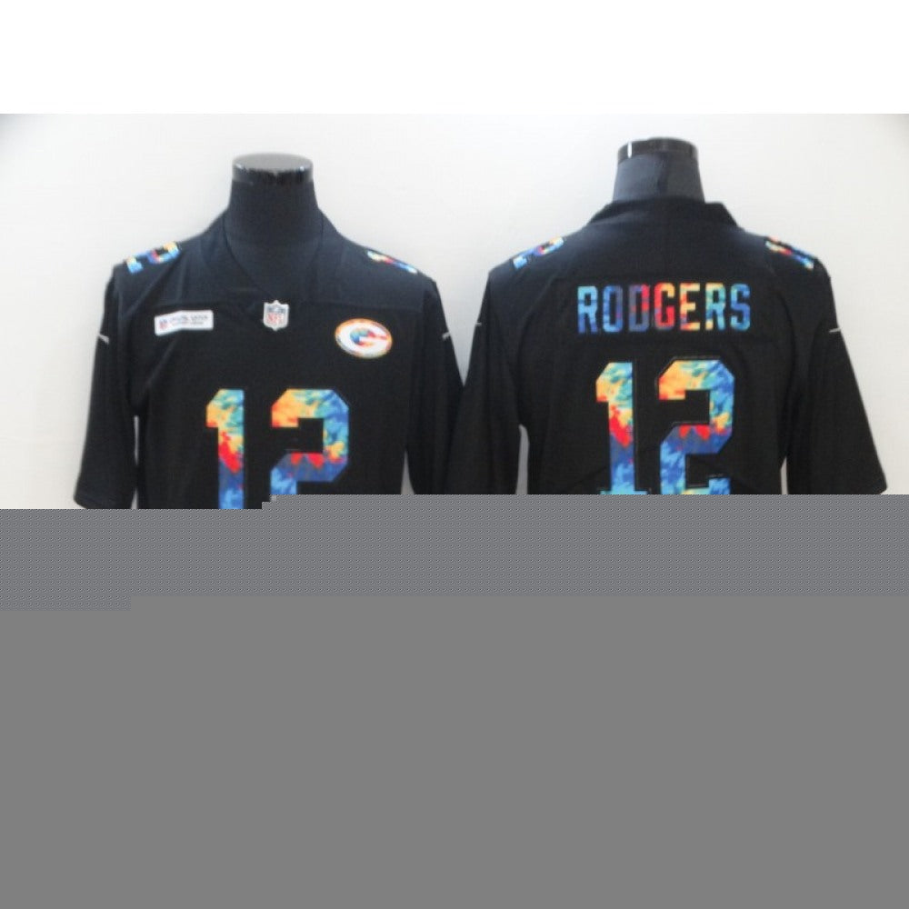 Men's Green Bay Packers #12 Aaron Rodgers 2020 Black Crucial Catch Limited Stitched Jersey 