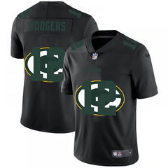 Men's Green Bay Packers #12 Aaron Rodgers Black Shadow Logo Limited Stitched Jersey 