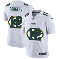 Men's Green Bay Packers #12 Aaron Rodgers White Shadow Logo Limited Stitched Jersey 