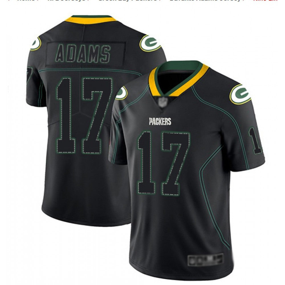 Men's Green Bay Packers #17 Davante Adams Black Lights Out Color Rush NFL Limited Stitched Jersey 