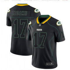 Men's Green Bay Packers #17 Davante Adams Black Lights Out Color Rush NFL Limited Stitched Jersey 