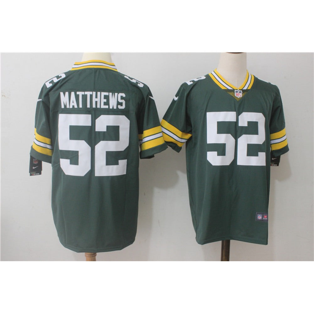Men's Green Bay Packers #52 Clay Matthews Green Team Color Stitched NFL Vapor Untouchable Limited Jersey 