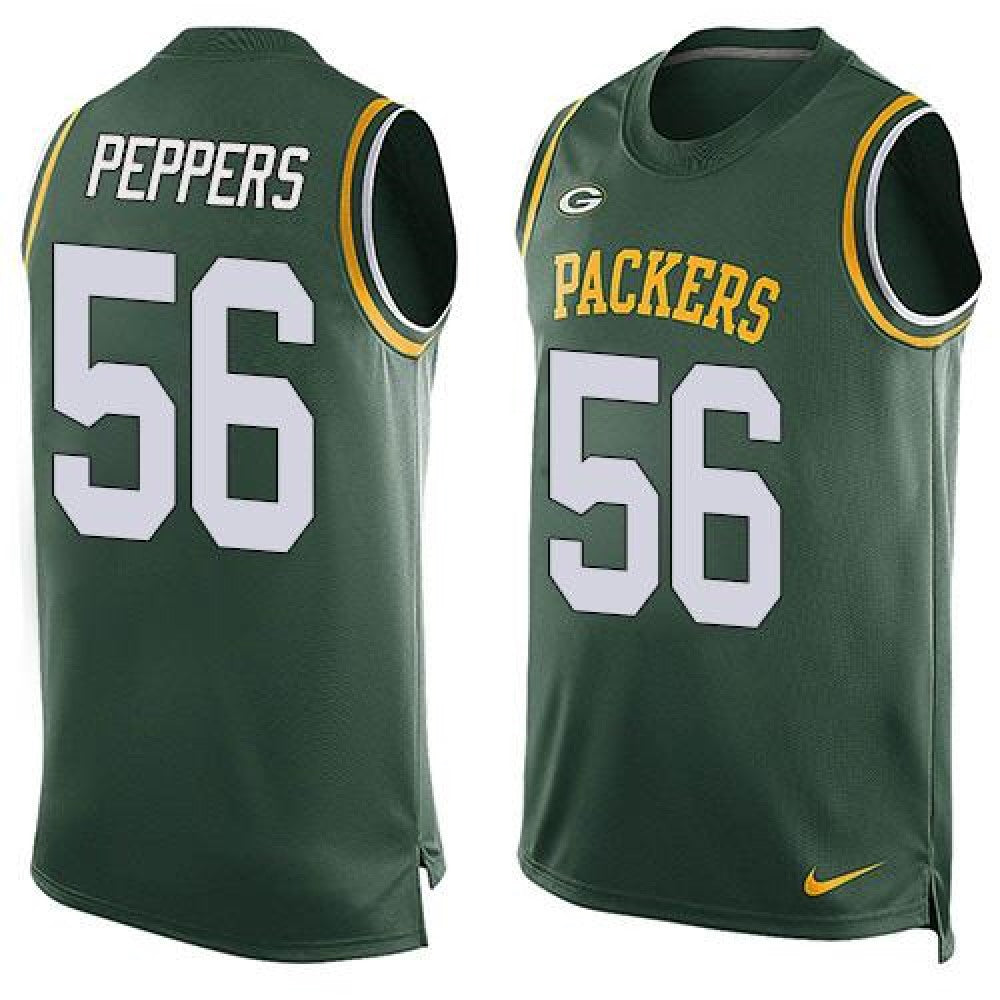 Packers #56 Julius Peppers Green Team Color Men's Stitched NFL Limited Tank Top Jersey 