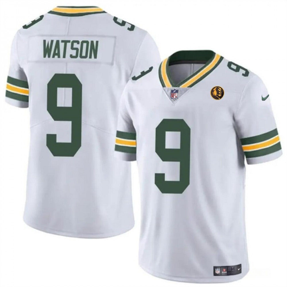 Men's Green Bay Packers #9 Christian Watson White Vapor Limited Throwback Stitched Football Jersey 