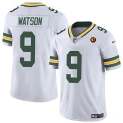 Men's Green Bay Packers #9 Christian Watson White Vapor Limited Throwback Stitched Football Jersey 