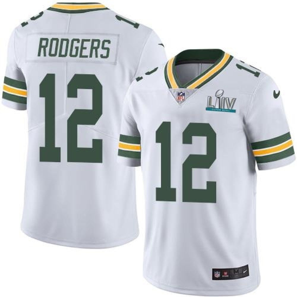 Men's Green Bay Packers #12 Aaron Rodgers White Super Bowl LIV Vapor Untouchable Stitched NFL Limited Jersey 
