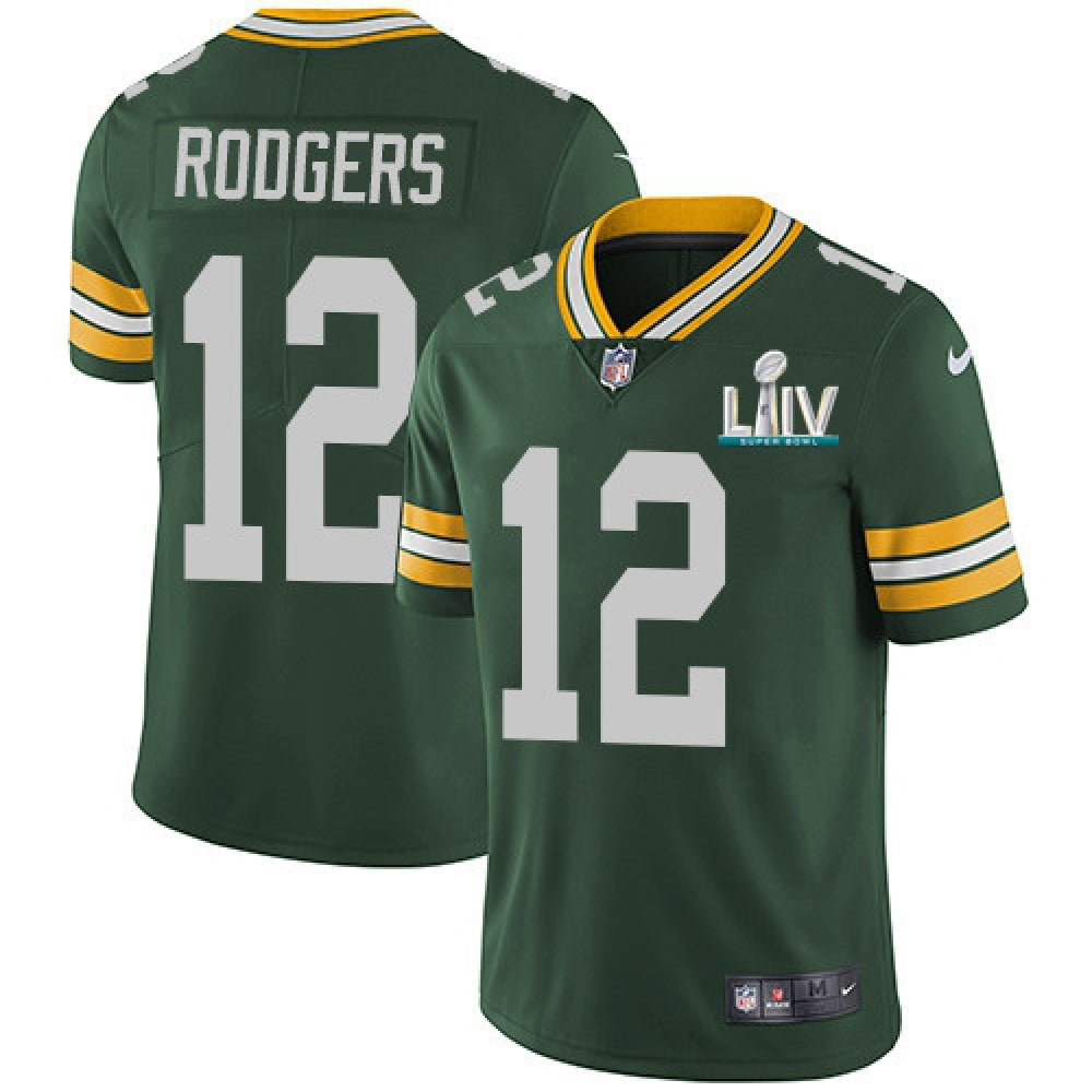 Men's Green Bay Packers #12 Aaron Rodgers Green Super Bowl LIV Vapor Untouchable Stitched NFL Limited Jersey 