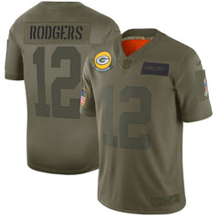 Men's Green Bay Packers #12 Aaron Rodgers 2019 Camo Salute To Service Limited Stitched NFL Jersey 