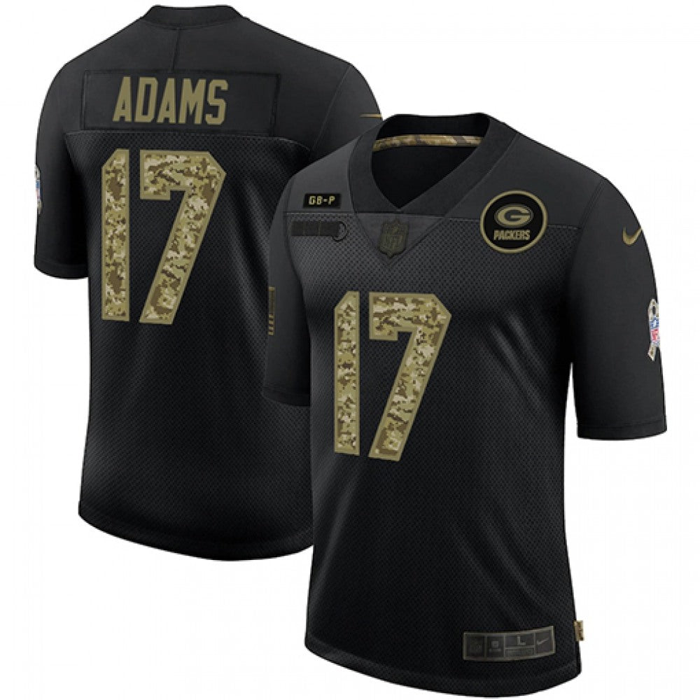 Men's Green Bay Packers #17 Davante Adams 2020 Black Camo Salute To Service Limited Stitched Jersey 