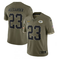 Men's Green Bay Packers #23 Jaire Alexander Olive 2022 Salute To Service Limited Stitched Jersey 