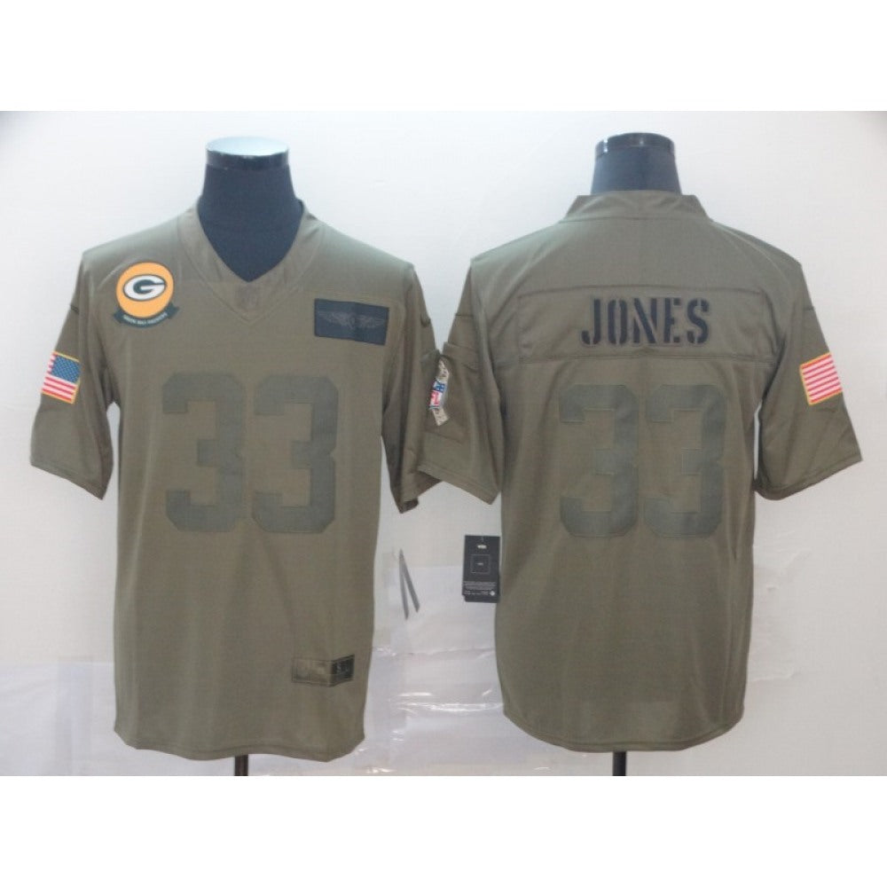 Men's Green Bay Packers #33 Aaron Jones 2019 Camo Salute To Service Limited Stitched NFL Jersey 