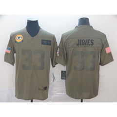 Men's Green Bay Packers #33 Aaron Jones 2019 Camo Salute To Service Limited Stitched NFL Jersey 
