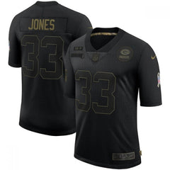 Men's Green Bay Packers #33 Aaron Jones 2020 Black Salute To Service Limited Stitched Jersey 