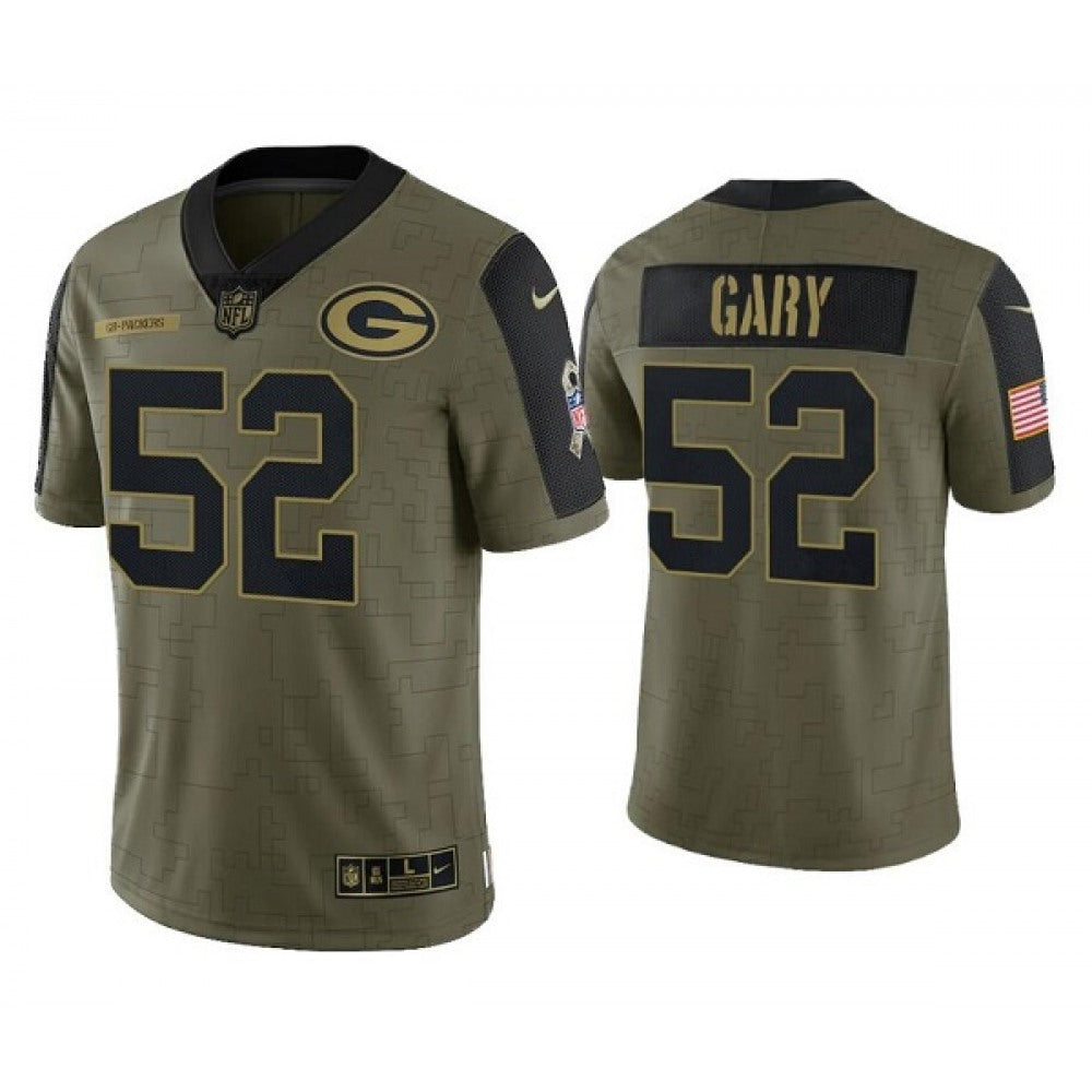 Men's Green Bay Packers #52 Rashan Gary 2021 Olive Salute To Service Limited Stitched Jersey 