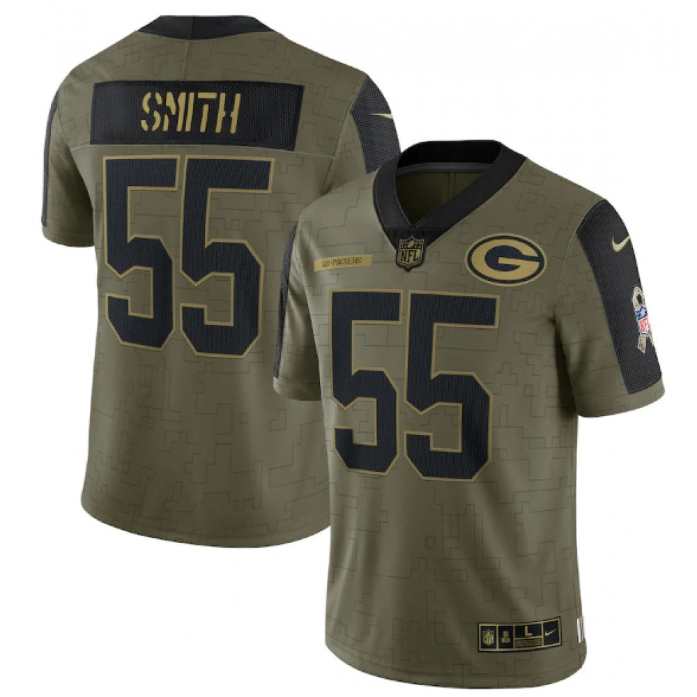 Men's Green Bay Packers #55 Za'Darius Smith 2021 Olive Salute To Service Limited Stitched Jersey 