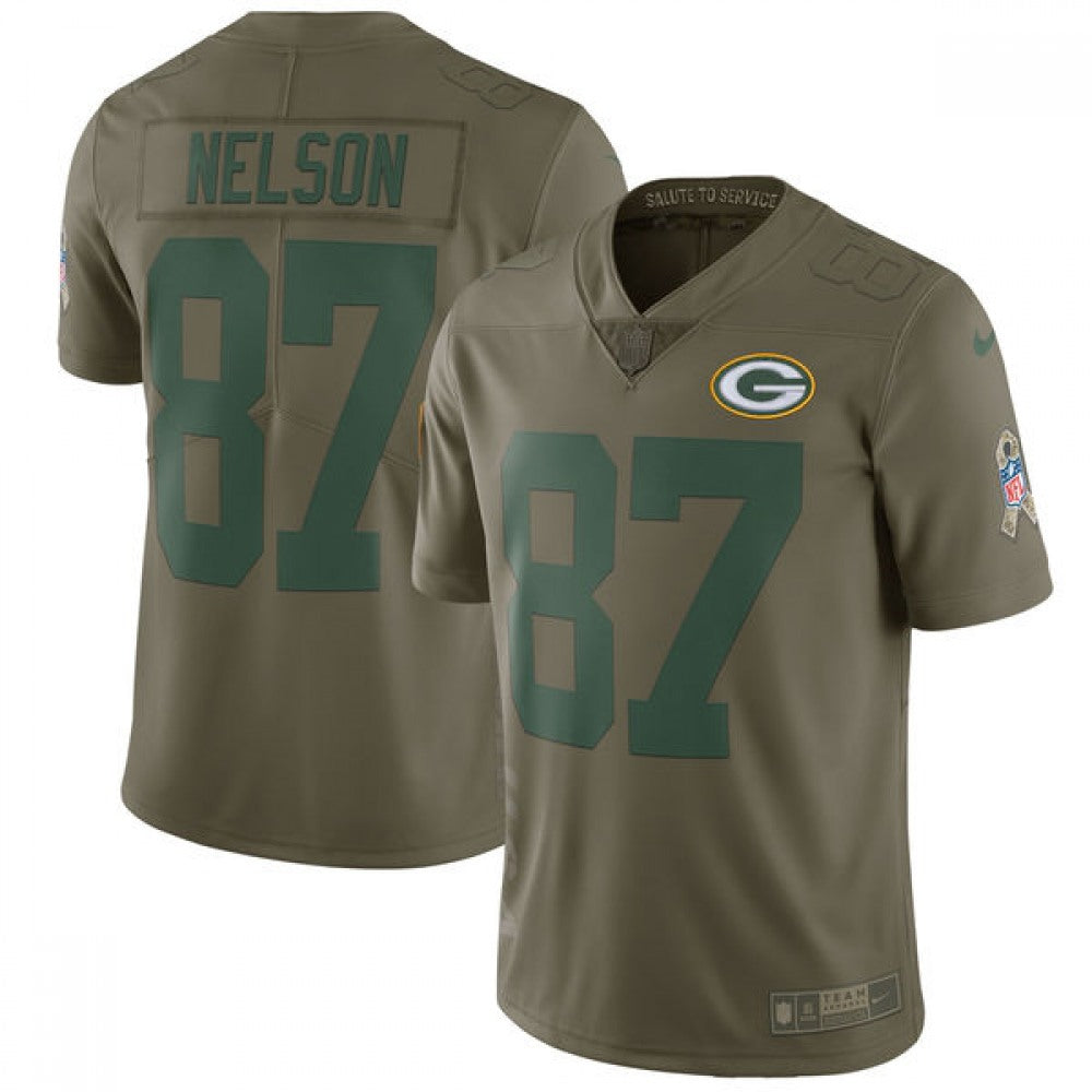 Men's Green Bay Packers #87 Jordy Nelson Olive Salute To Service Limited Stitched NFL Jersey 