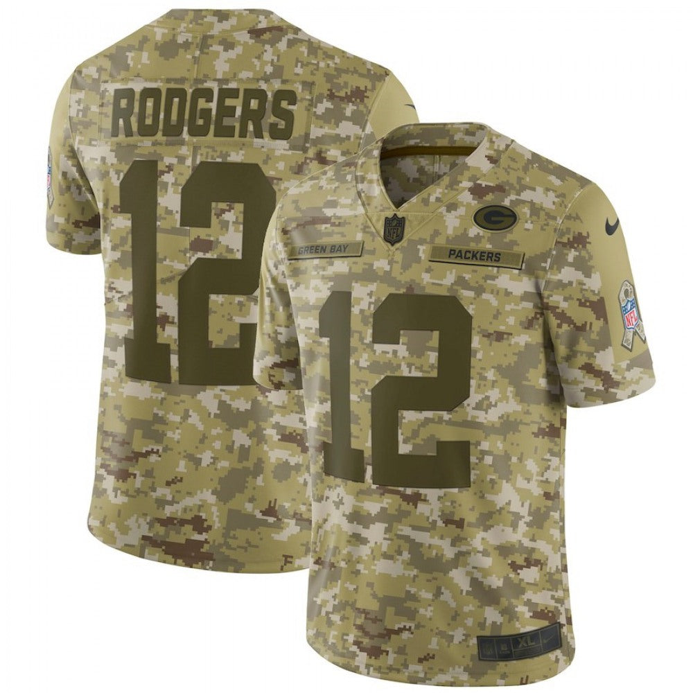 Men's Green Bay Packers #12 Aaron Rodgers 2018 Camo Salute to Service Limited Stitched NFL Jersey 