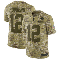 Men's Green Bay Packers #12 Aaron Rodgers 2018 Camo Salute to Service Limited Stitched NFL Jersey 
