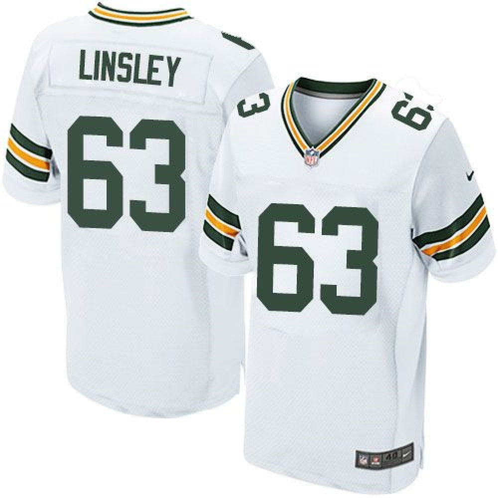 Packers #63 Corey Linsley White Men's Stitched NFL Elite Jersey 