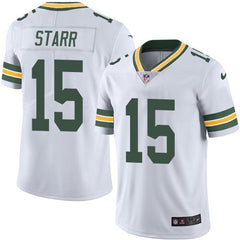 Packers #15 Bart Starr White Men's Stitched NFL Limited Rush Jersey 