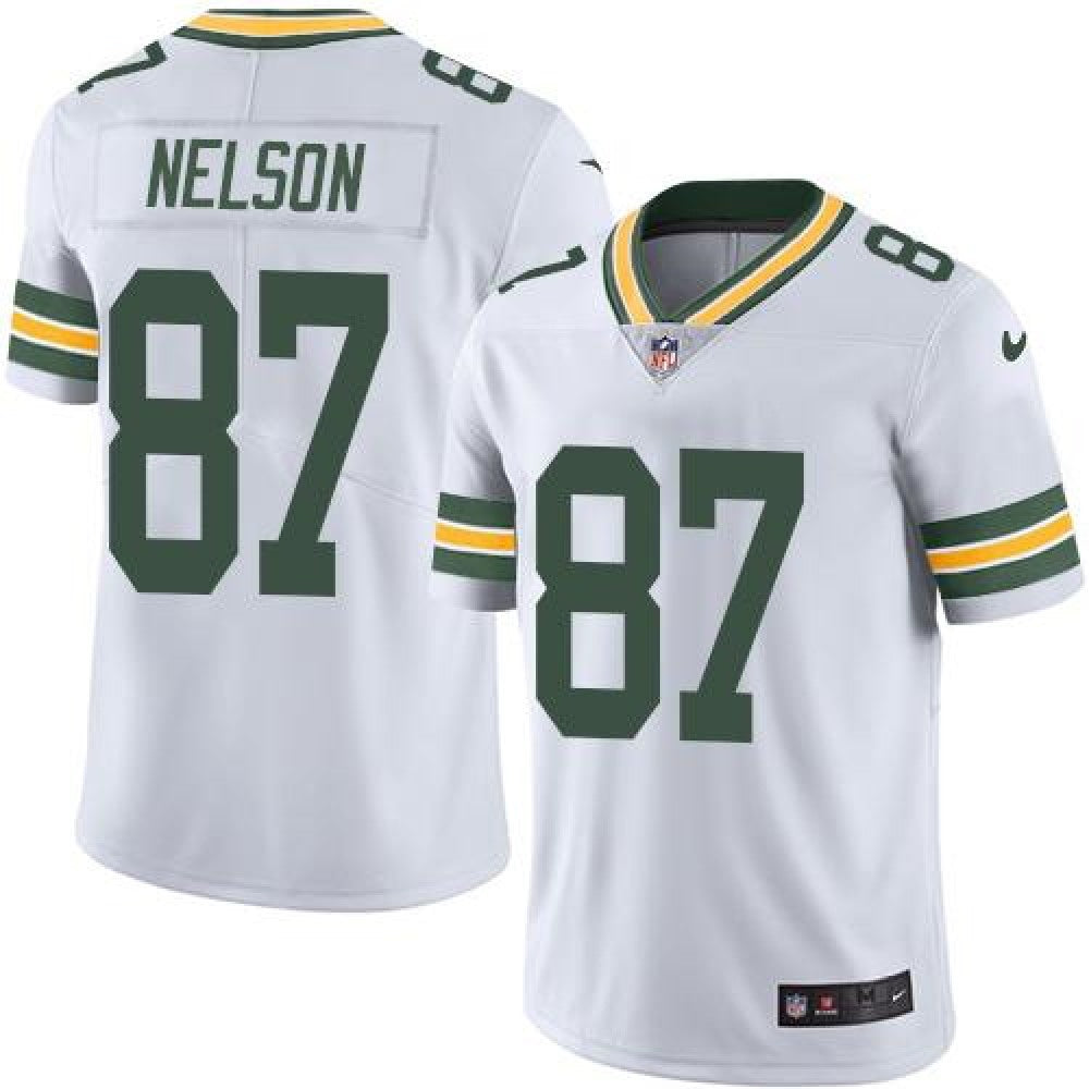 Packers #87 Jordy Nelson White Men's Stitched NFL Limited Rush Jersey 