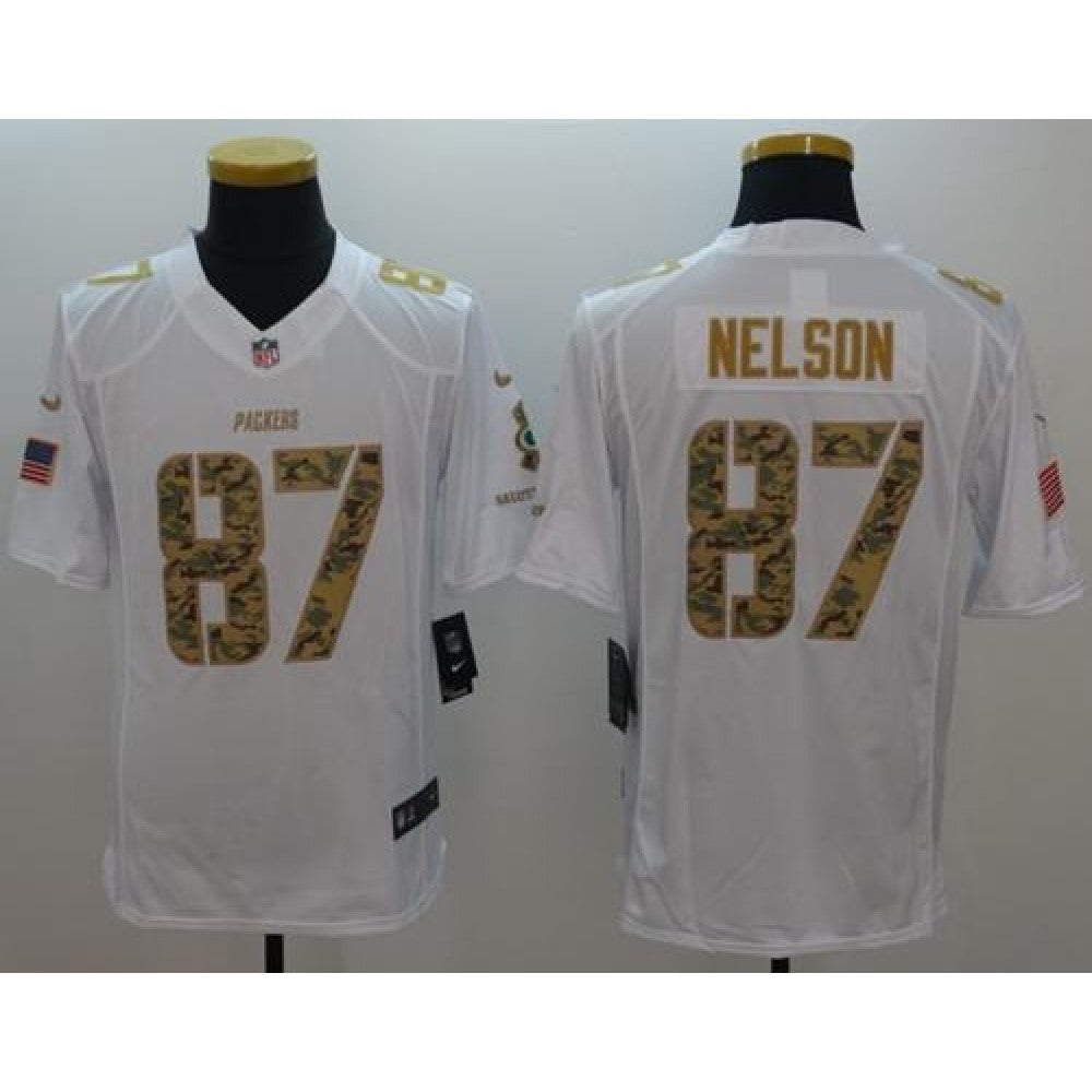Packers #87 Jordy Nelson White Men's Stitched NFL Limited Salute to Service Jersey 