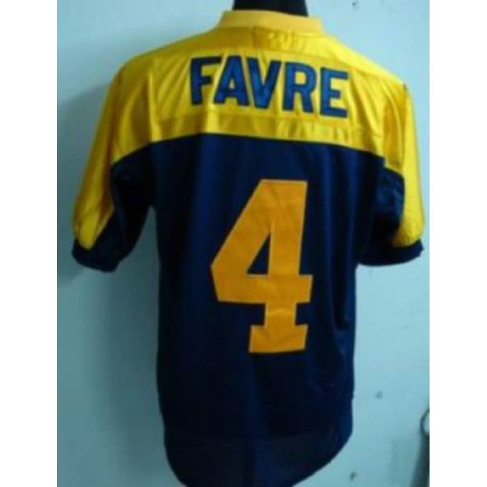Mitchell & Ness Packers #4 Brett Favre Blue/Gold With 75 Anniversary Patch Stitched Throwback NFL Jersey 