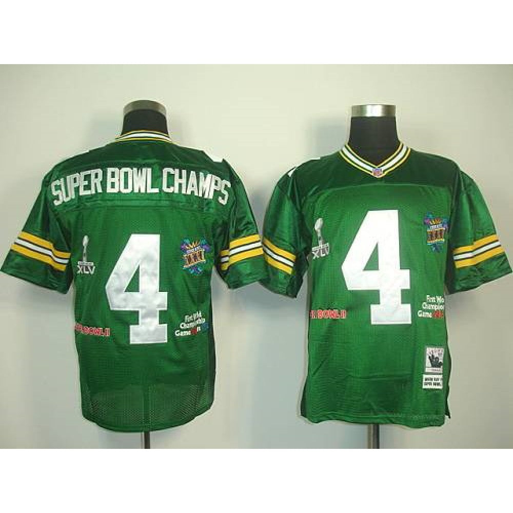 Mitchell And Ness Packers #4 SuperBowl Champs Green Stitched NFL Jersey 