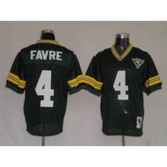 Mitchell & Ness Packers #4 Brett Favre Green With 75 Anniversary Patch Stitched Throwback NFL Jersey 
