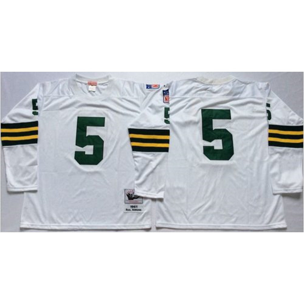 Mitchell And Ness 1961 Packers #5 Paul Hornung White Throwback Stitched NFL Jersey 