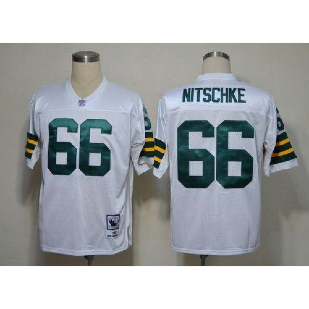 Mitchell & Ness Packers #66 Ray Nitschke White Stitched Throwback NFL Jersey 
