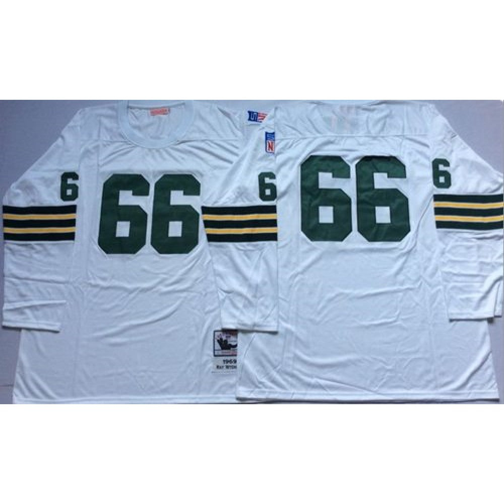 Mitchell And Ness 1969 Packers #66 Ray Nitschke White Throwback Stitched NFL Jersey 