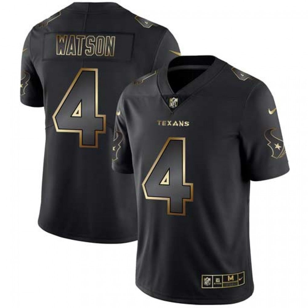 Men's Houston Texans #4 Deshaun Watson 2019 Black Gold Edition Stitched NFL Jersey 