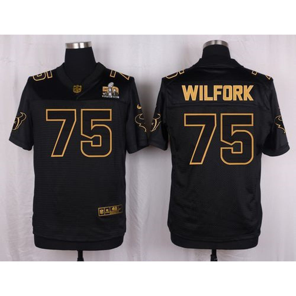 Texans #75 Vince Wilfork Black Men's Stitched NFL Elite Pro Line Gold Collection Jersey 