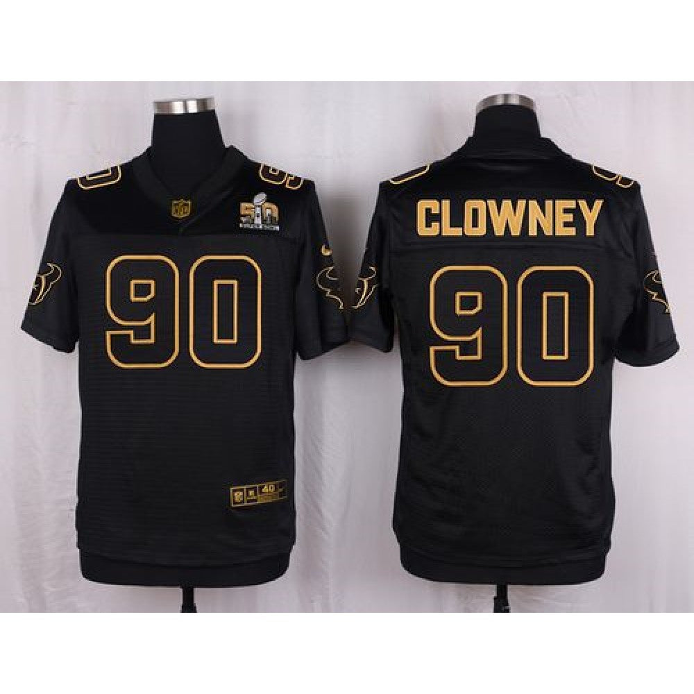 Texans #90 Jadeveon Clowney Black Men's Stitched NFL Elite Pro Line Gold Collection Jersey 