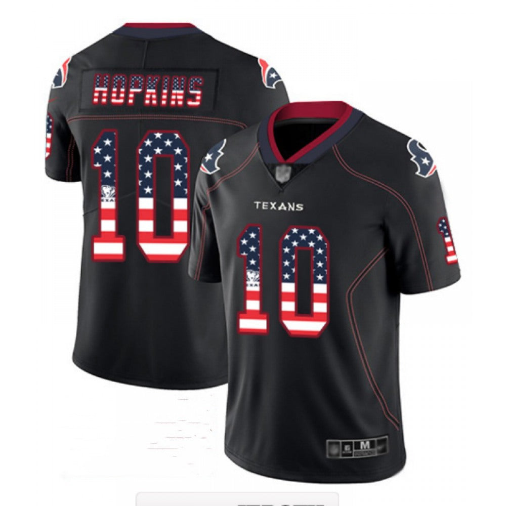 Men's Houston Texans #10 DeAndre Hopkins Black USA Flag Color Rush Limited Fashion NFL Stitched Jersey 