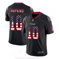 Men's Houston Texans #10 DeAndre Hopkins Black USA Flag Color Rush Limited Fashion NFL Stitched Jersey 